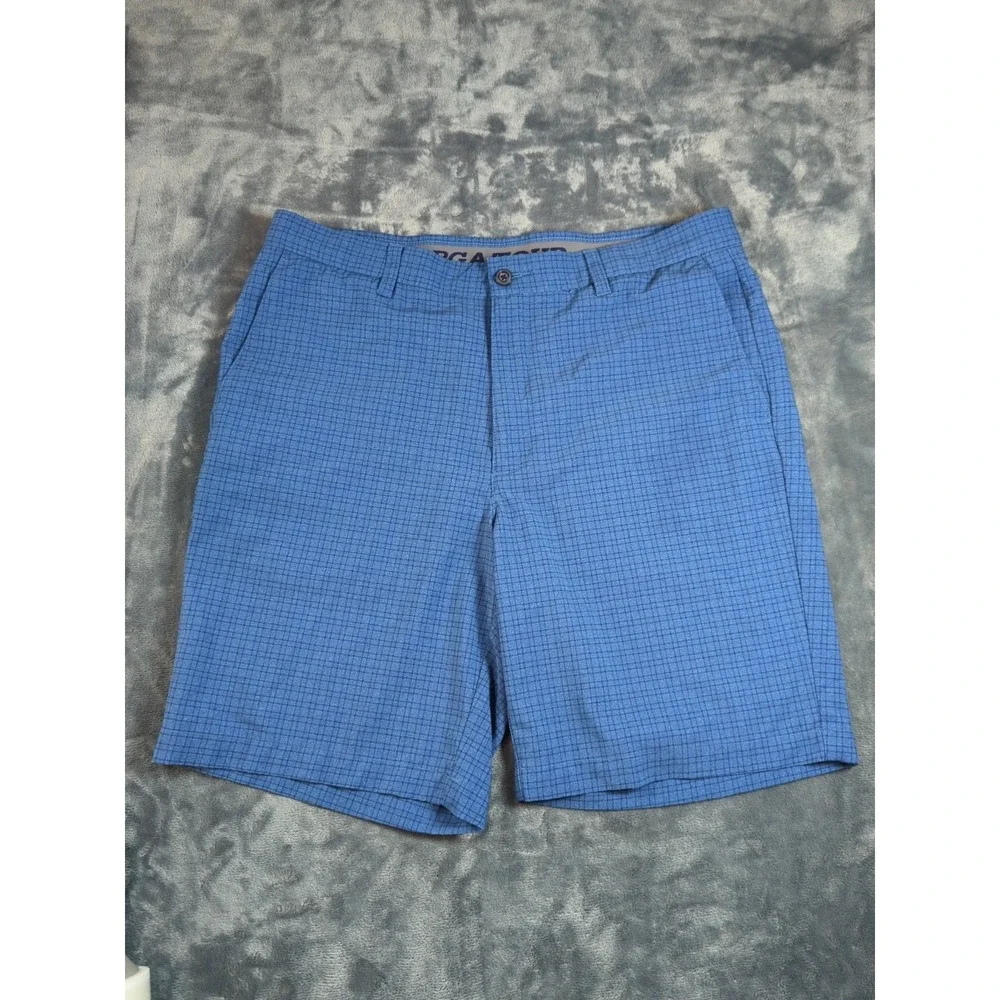 PGA Tour Blue Plaid Golf Shorts, Men's Size 36